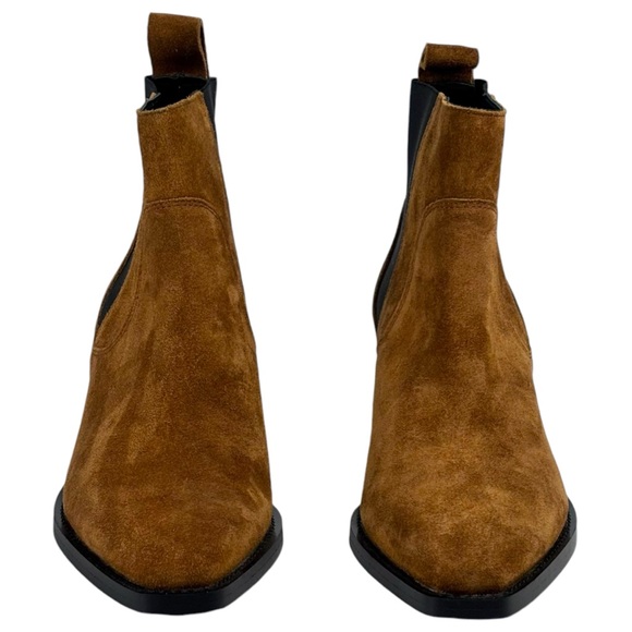 NWOT EVERLANE THE WESTERN RUSSET BROWN SUEDE LEATHER SLIP ON HEELED ANKLE BOOTS - Picture 6 of 14